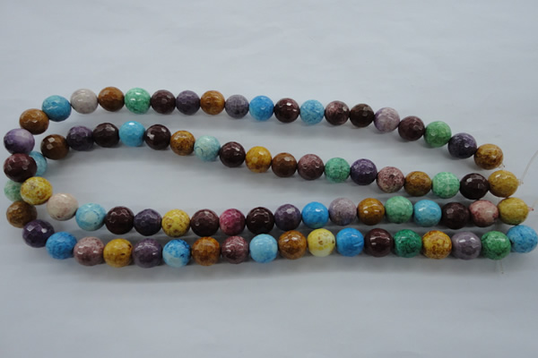 CAG4902 15.5 inches 10mm faceted round dyed white agate beads