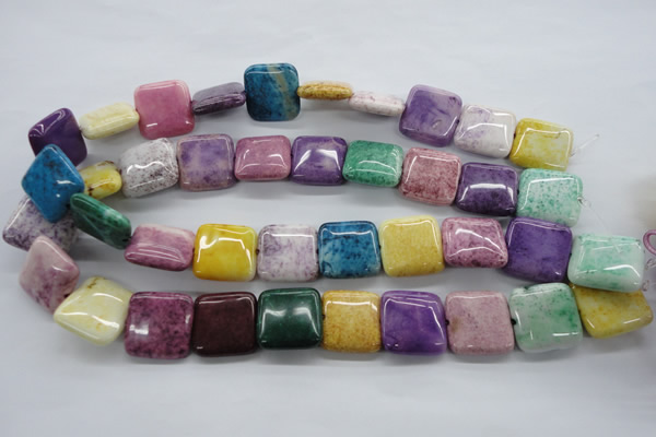 CAG4912 15.5 inches 20*20mm square dyed white agate beads