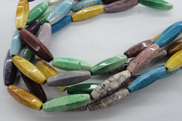 CAG4924 15.5 inches 12*35mm hexahedron dyed white agate beads
