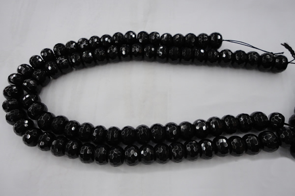 CAG5066 15.5 inches 10*13mm faceted rondelle black agate beads