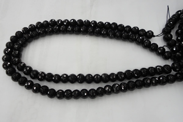 CAG5068 15.5 inches 8*10mm faceted rondelle black agate beads