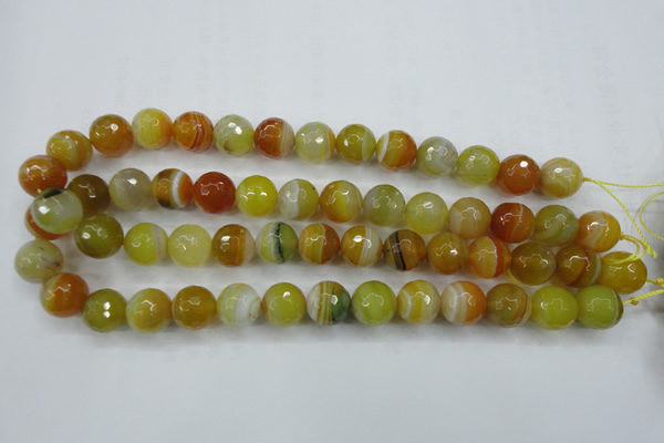 CAG5105 15.5 inches 14mm faceted round line agate beads wholesale