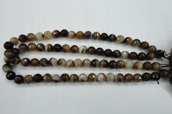 CAG5107 15.5 inches 8mm faceted round line agate beads wholesale