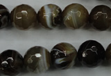 CAG5110 15.5 inches 14mm faceted round line agate beads wholesale
