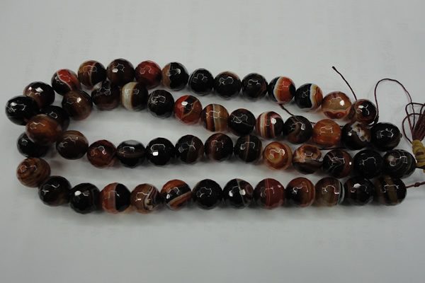 CAG5114 15.5 inches 12mm faceted round line agate beads wholesale