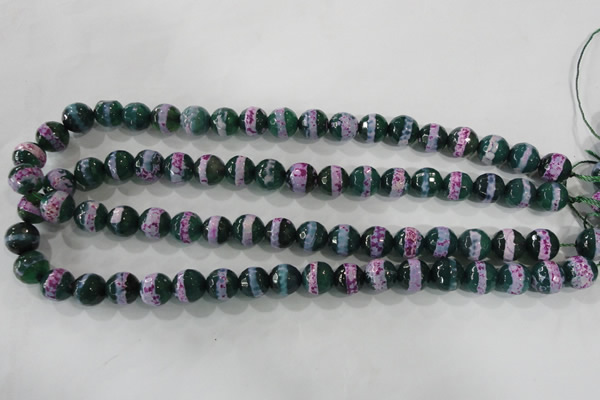 CAG5146 15 inches 10mm faceted round tibetan agate beads wholesale