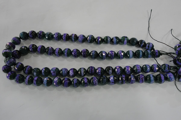 CAG5148 15 inches 10mm faceted round tibetan agate beads wholesale