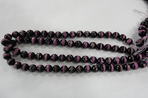CAG5149 15 inches 10mm faceted round tibetan agate beads wholesale