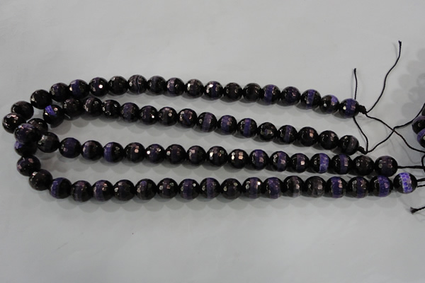 CAG5150 15 inches 10mm faceted round tibetan agate beads wholesale