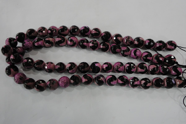 CAG5166 15 inches 12mm faceted round tibetan agate beads wholesale