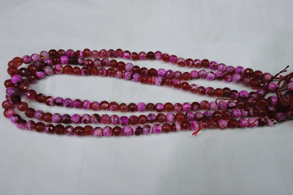 CAG5181 15 inches 6mm faceted round fire crackle agate beads