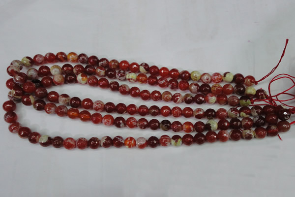 CAG5187 15 inches 8mm faceted round fire crackle agate beads