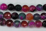 CAG5192 15 inches 8mm faceted round fire crackle agate beads