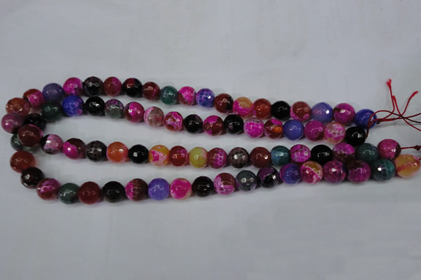 CAG5193 15 inches 10mm faceted round fire crackle agate beads
