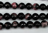 CAG5198 15 inches 8mm faceted round fire crackle agate beads