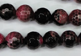 CAG5200 15 inches 12mm faceted round fire crackle agate beads