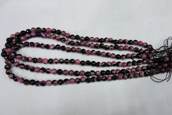 CAG5203 15 inches 6mm faceted round fire crackle agate beads