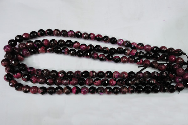 CAG5204 15 inches 8mm faceted round fire crackle agate beads