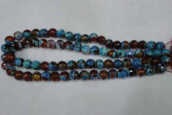 CAG5208 15 inches 10mm faceted round fire crackle agate beads