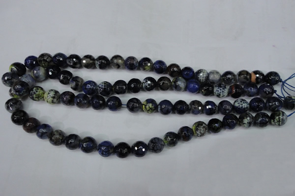 CAG5223 15 inches 10mm faceted round fire crackle agate beads