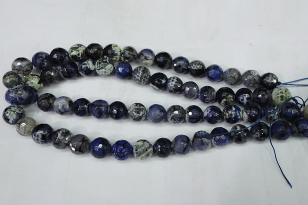 CAG5224 15 inches 12mm faceted round fire crackle agate beads