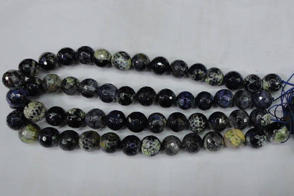 CAG5225 15 inches 14mm faceted round fire crackle agate beads