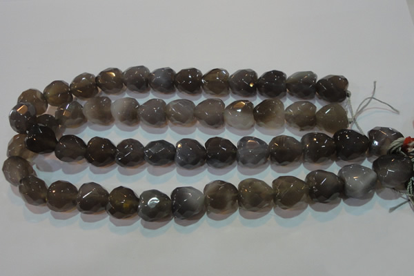 CAG5268 15.5 inches 16*16mm faceted heart Brazilian grey agate beads