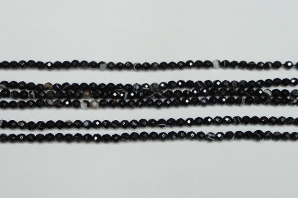 CAG5272 15.5 inches 6mm faceted round black line agate beads
