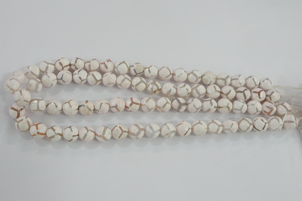 CAG5334 15.5 inches 10mm faceted round tibetan agate beads wholesale