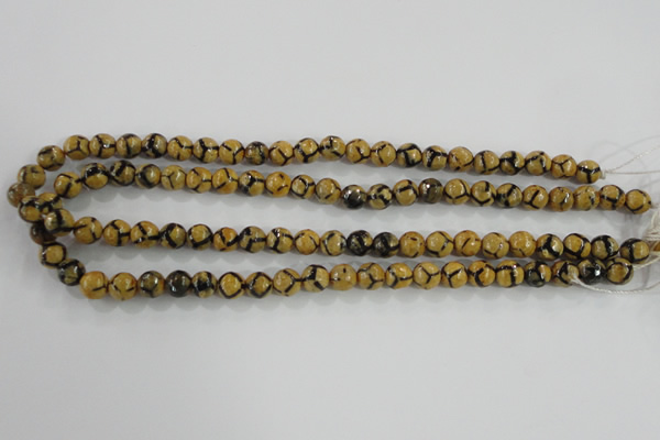 CAG5343 15.5 inches 8mm faceted round tibetan agate beads wholesale