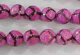 CAG5348 15.5 inches 10mm faceted round tibetan agate beads wholesale