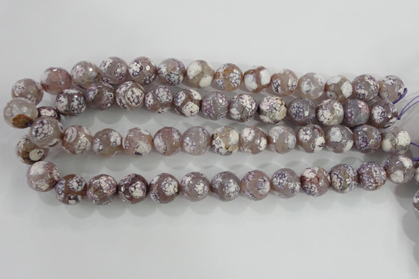 CAG5355 15.5 inches 14mm faceted round tibetan agate beads wholesale