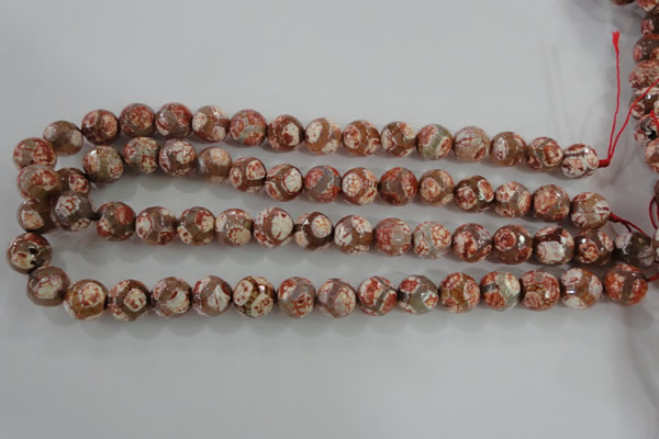 CAG5359 15.5 inches 12mm faceted round tibetan agate beads wholesale