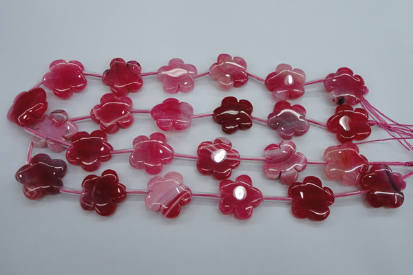 CAG5390 15.5 inches 24mm carved flower dragon veins agate beads
