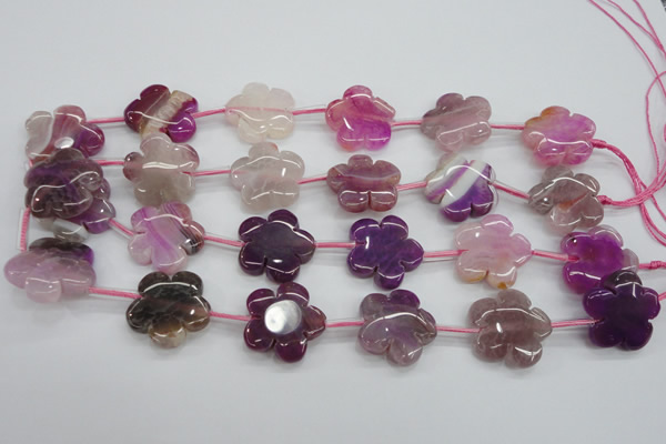 CAG5391 15.5 inches 24mm carved flower dragon veins agate beads