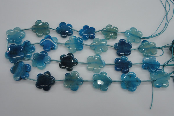 CAG5394 15.5 inches 24mm carved flower dragon veins agate beads