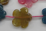 CAG5396 15.5 inches 24mm carved flower dragon veins agate beads