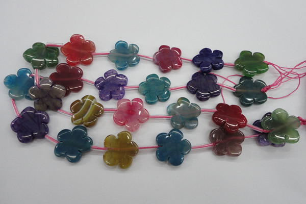 CAG5396 15.5 inches 24mm carved flower dragon veins agate beads