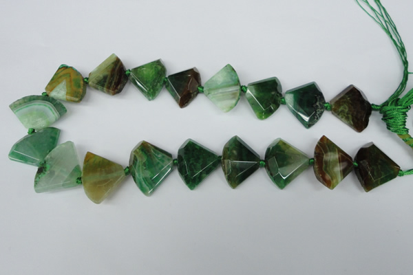 CAG5578 15 inches 20*25mm faceted triangle dragon veins agate beads