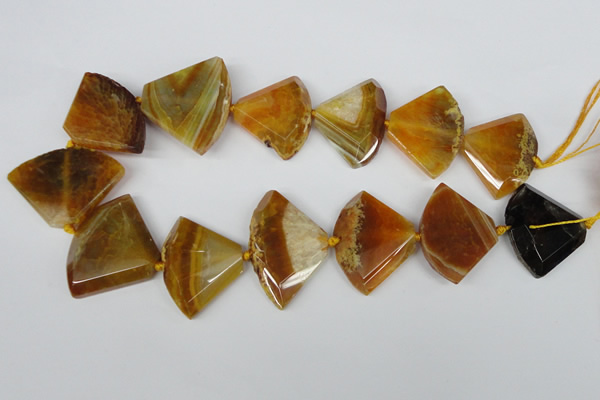 CAG5586 15 inches 30*40mm faceted triangle dragon veins agate beads