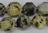 CAG5599 15 inches 15mm faceted nuggets agate gemstone beads