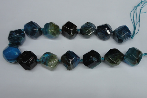 CAG5610 15 inches 22*25mm faceted nuggets agate gemstone beads