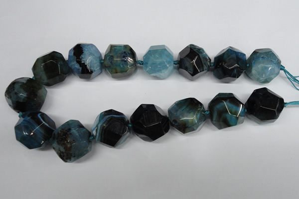 CAG5611 15 inches 25mm faceted nuggets agate gemstone beads