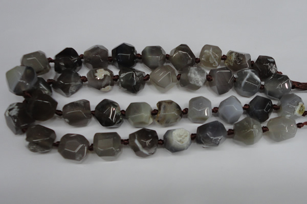 CAG5614 15 inches 18mm faceted nuggets agate gemstone beads