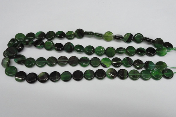 CAG5625 15 inches 12mm flat round dragon veins agate beads