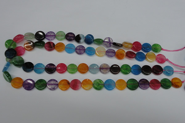 CAG5634 15 inches 12mm flat round dragon veins agate beads