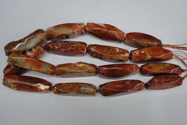 CAG5638 15 inches 15*45mm faceted nuggets agate gemstone beads