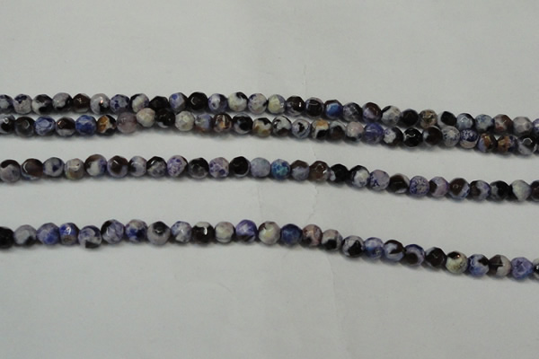 CAG5654 15 inches 4mm faceted round fire crackle agate beads