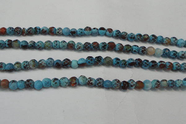 CAG5658 15 inches 4mm faceted round fire crackle agate beads
