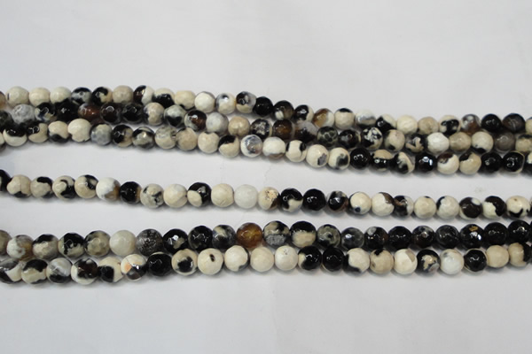 CAG5665 15 inches 6mm faceted round fire crackle agate beads